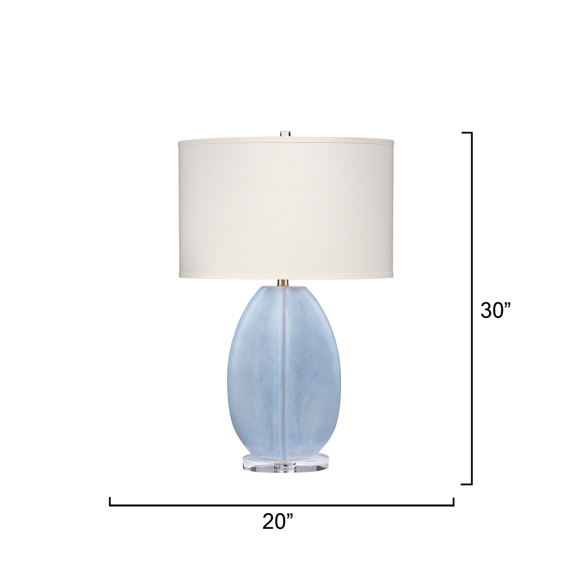 Coin Ceramic Table Lamp with Linen Shade, Cornflower Blue