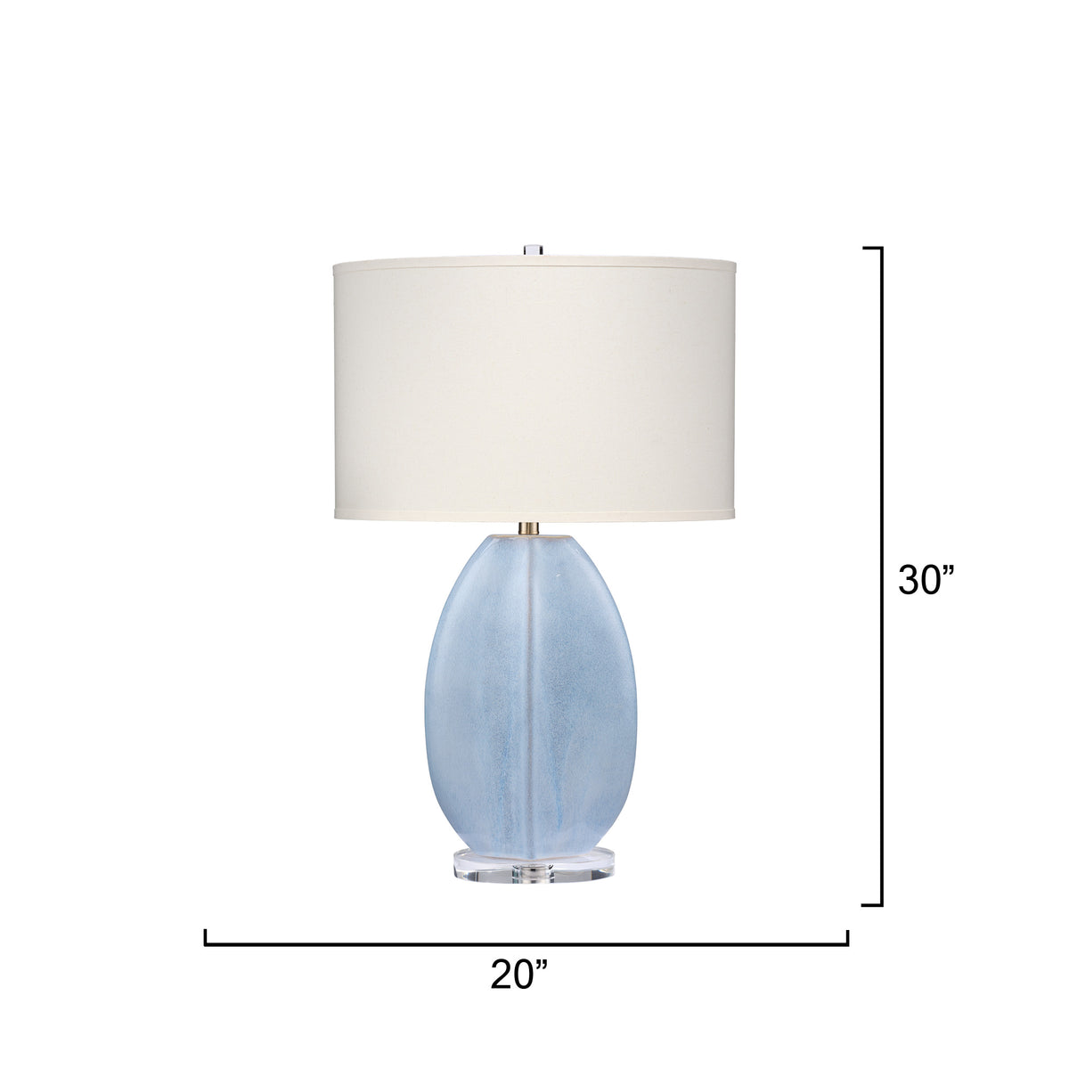 Coin Ceramic Table Lamp with Linen Shade, Cornflower Blue