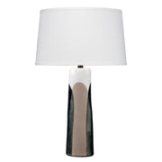 Yukon Ceramic Table Lamp with Linen Shade, Black and Taupe
