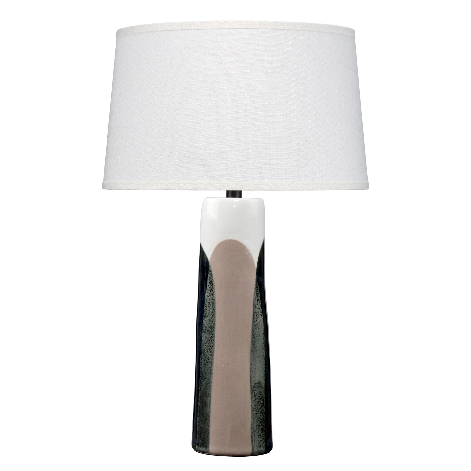 Yukon Ceramic Table Lamp with Linen Shade, Black and Taupe