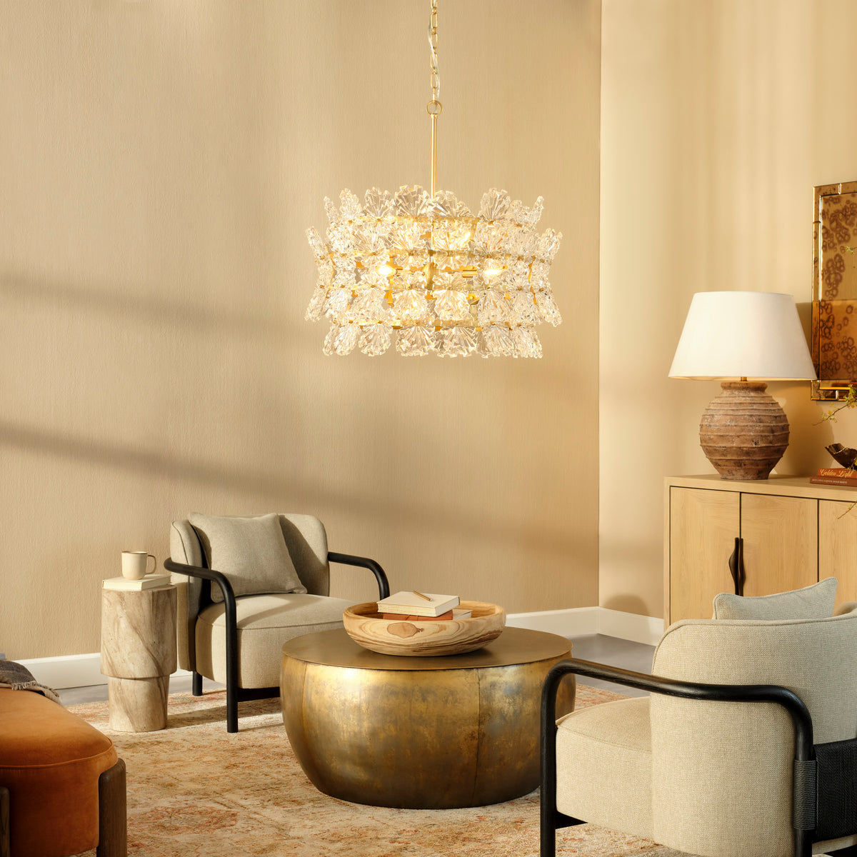 Orion 9-Light Chandelier, Clear Molded Glass