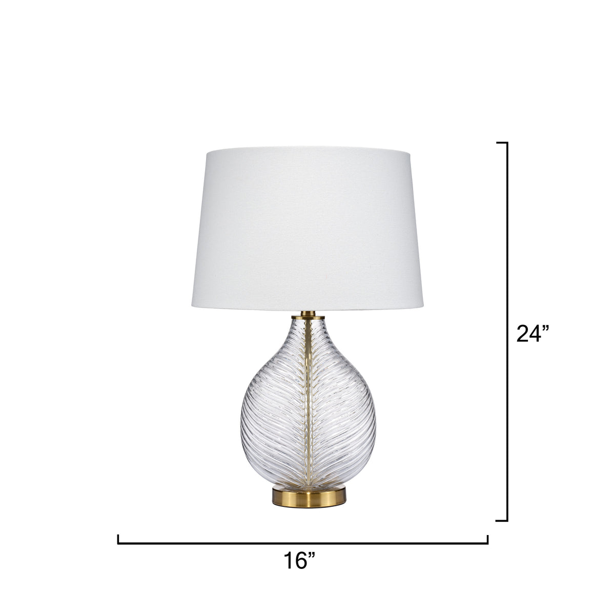 Maple Table Lamp with Linen Shade, Clear Glass