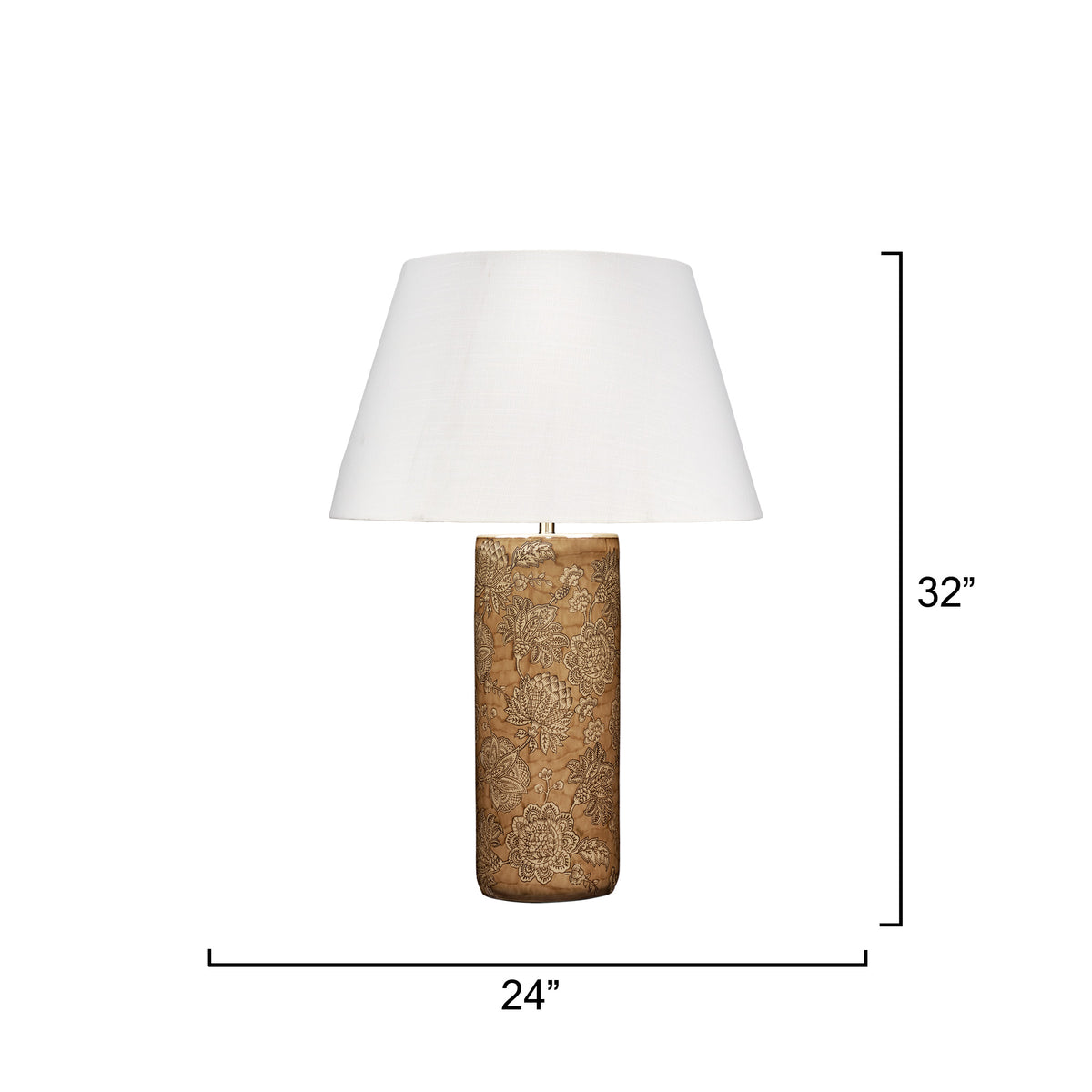 Etta Porcelain Table Lamp with Linen Shade, Caramel Brown
