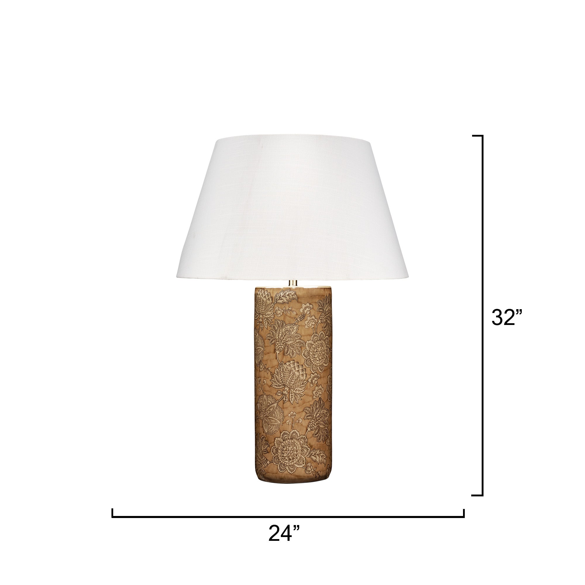 Etta Porcelain Table Lamp with Linen Shade, Caramel Brown