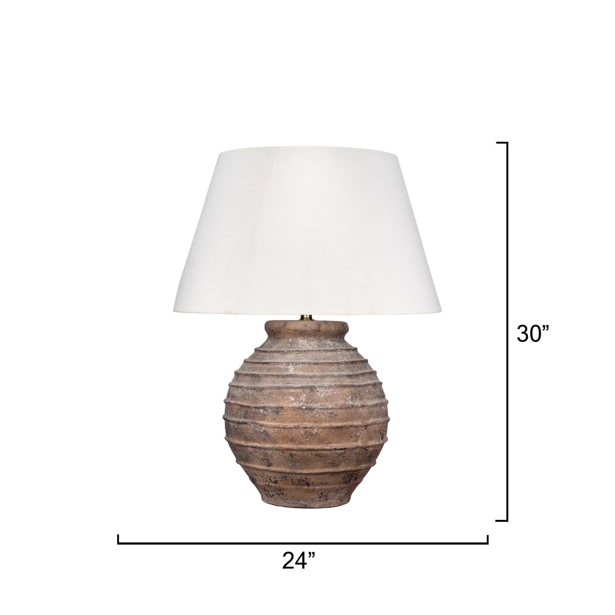 Cinder Terracotta Table Lamp with Linen Shade, Rusted Brown