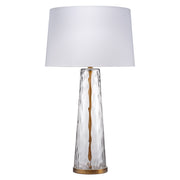Milan Table Lamp with Linen Shade, Hammered Clear Glass