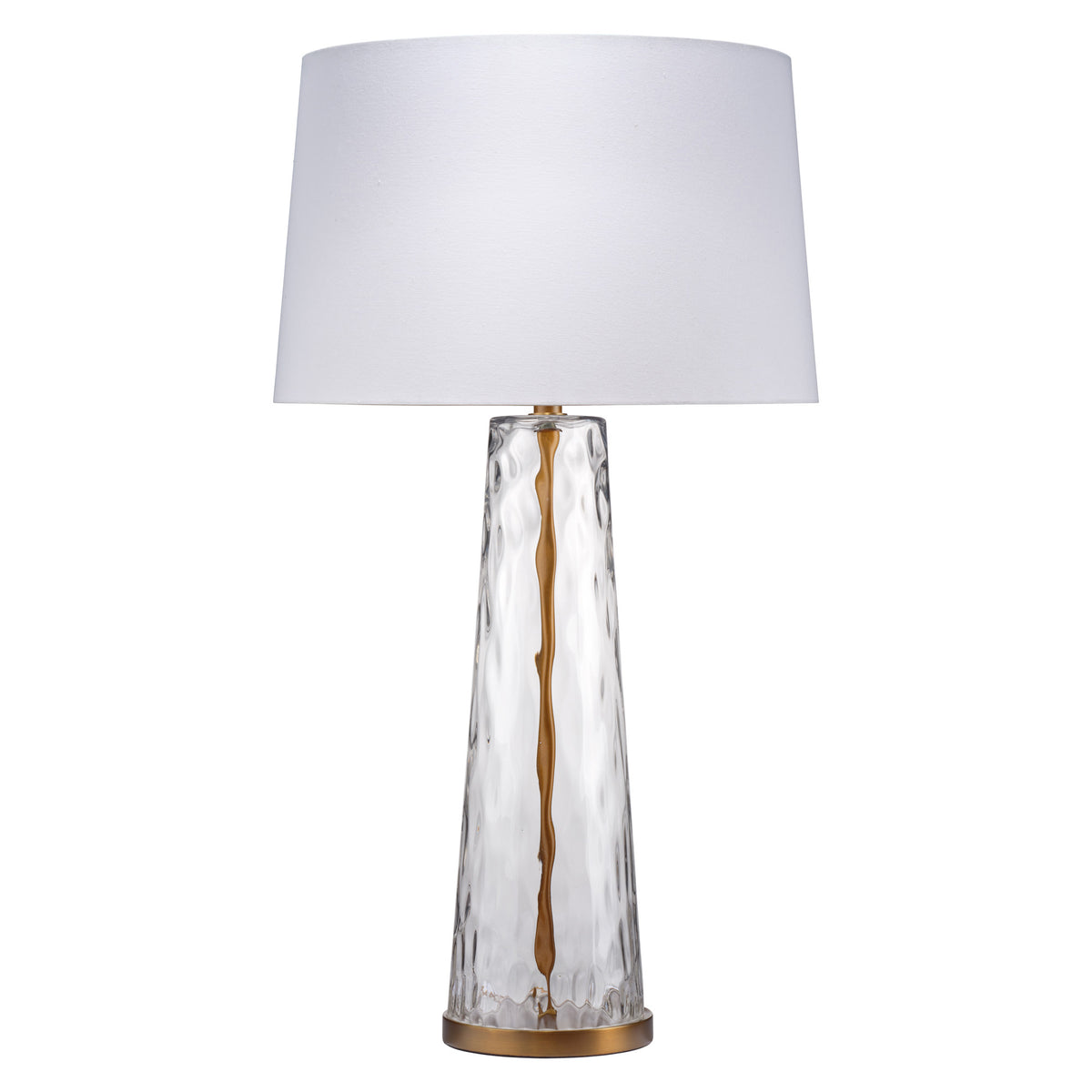 Milan Table Lamp with Linen Shade, Hammered Clear Glass