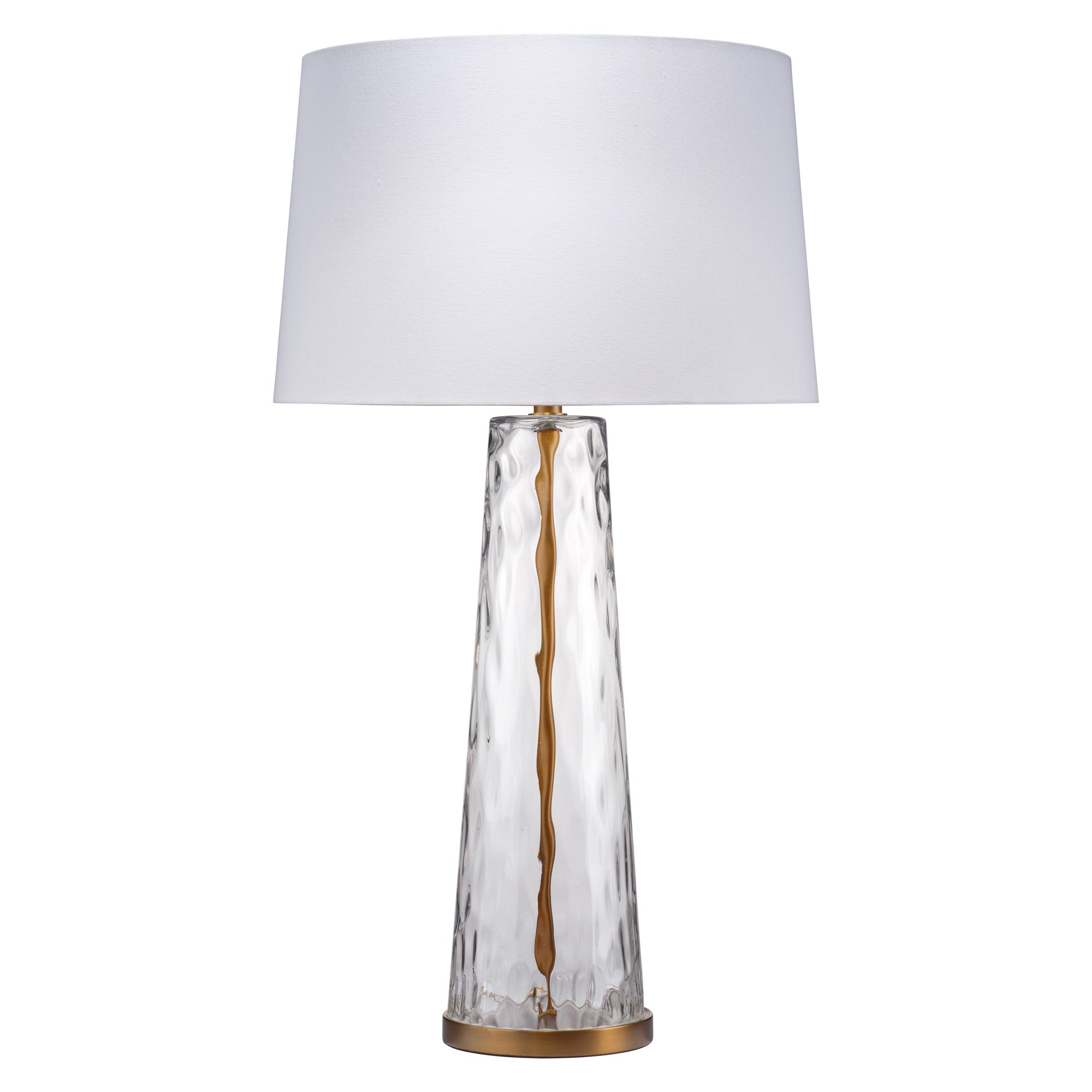 Milan Table Lamp with Linen Shade, Hammered Clear Glass