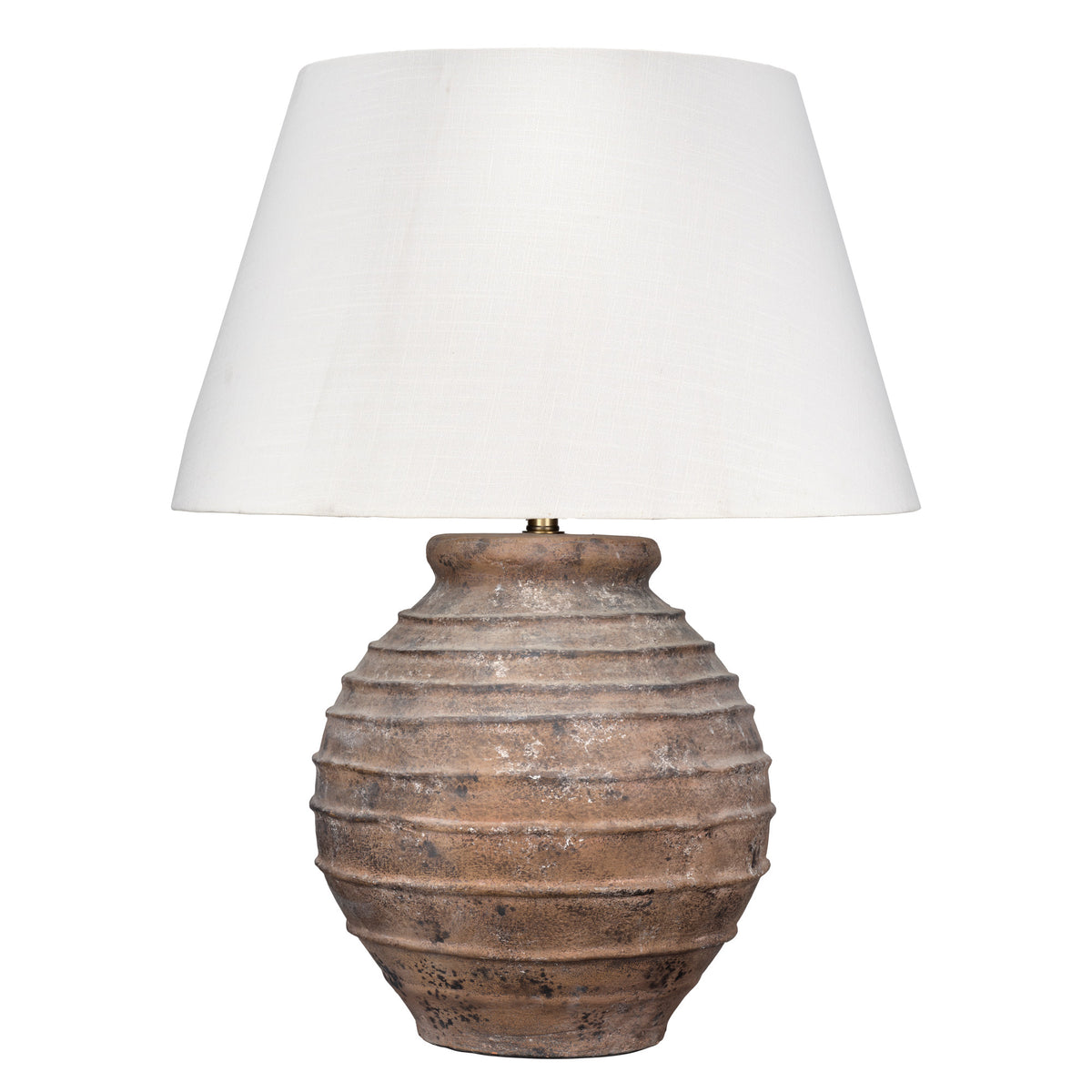 Cinder Terracotta Table Lamp with Linen Shade, Rusted Brown