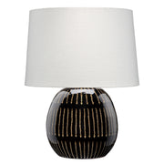 Sierra Ceramic Table Lamp with Linen Shade, Carbon Black