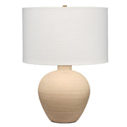 Macaroon Ceramic Table Lamp with Linen Shade, Toasted Cream