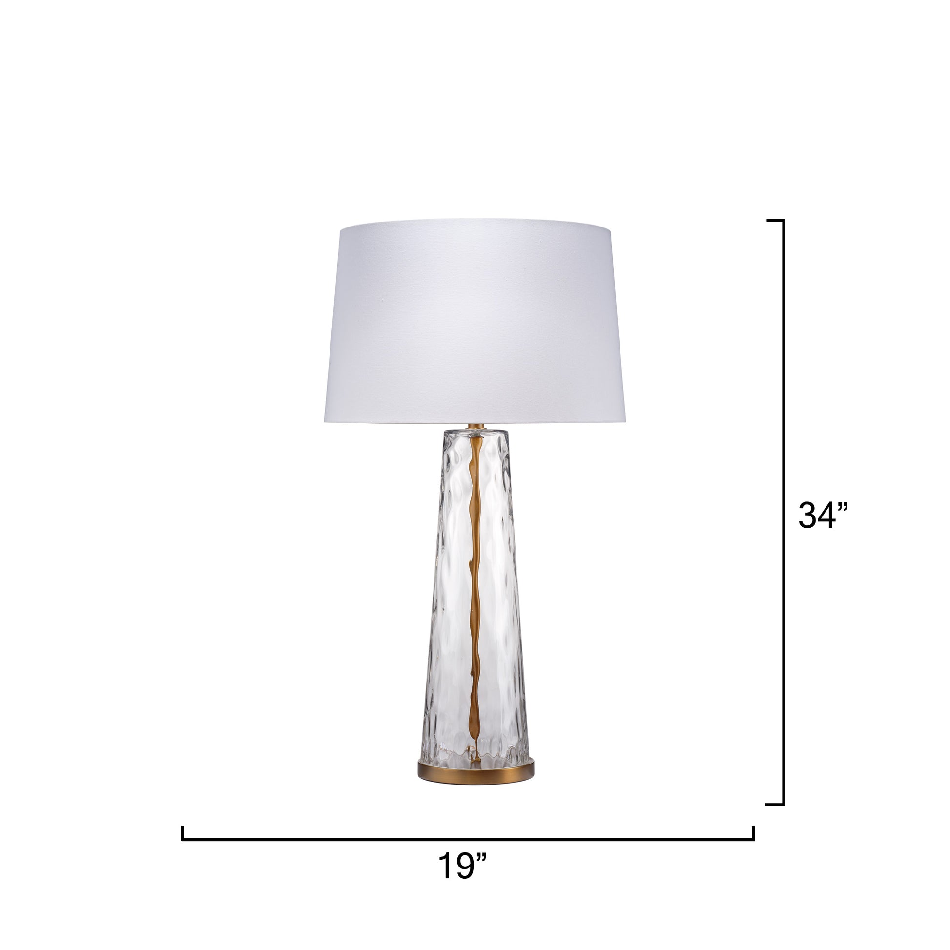 Milan Table Lamp with Linen Shade, Hammered Clear Glass