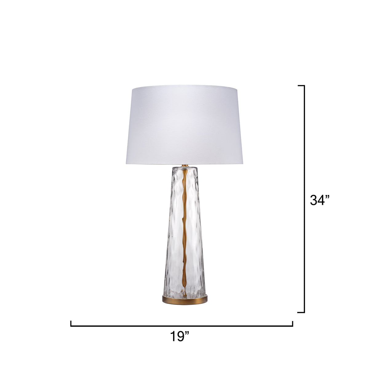 Milan Table Lamp with Linen Shade, Hammered Clear Glass