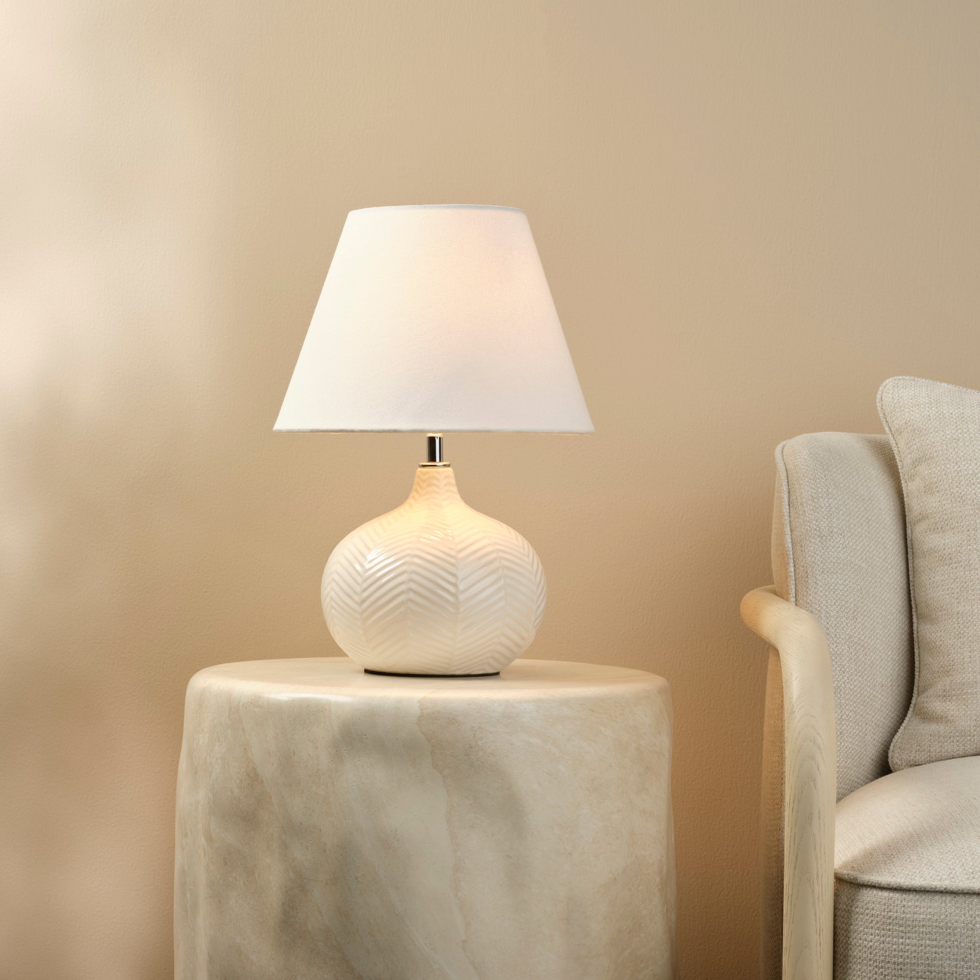 Fern Ceramic Table Lamp with Linen Shade