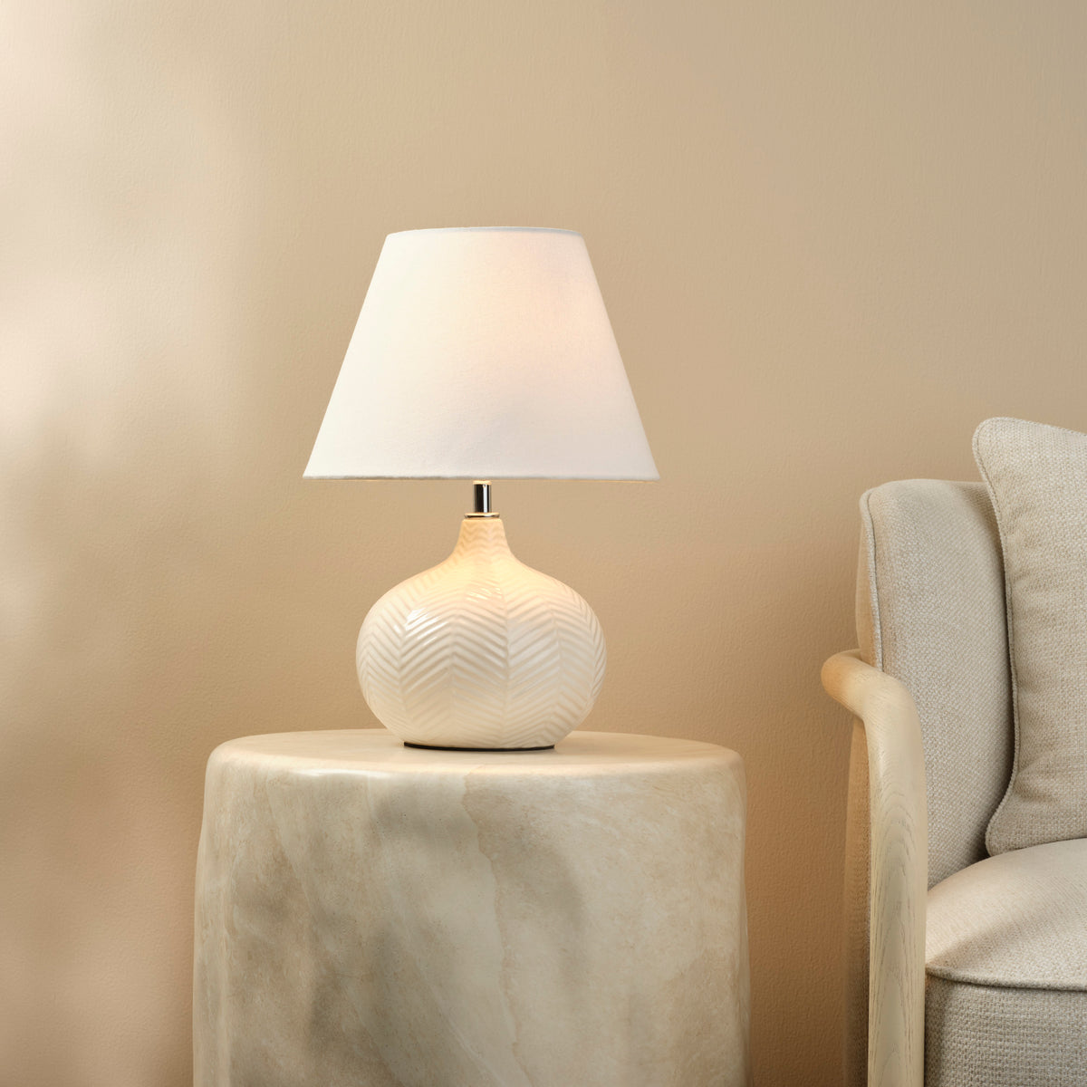 Fern Ceramic Table Lamp with Linen Shade