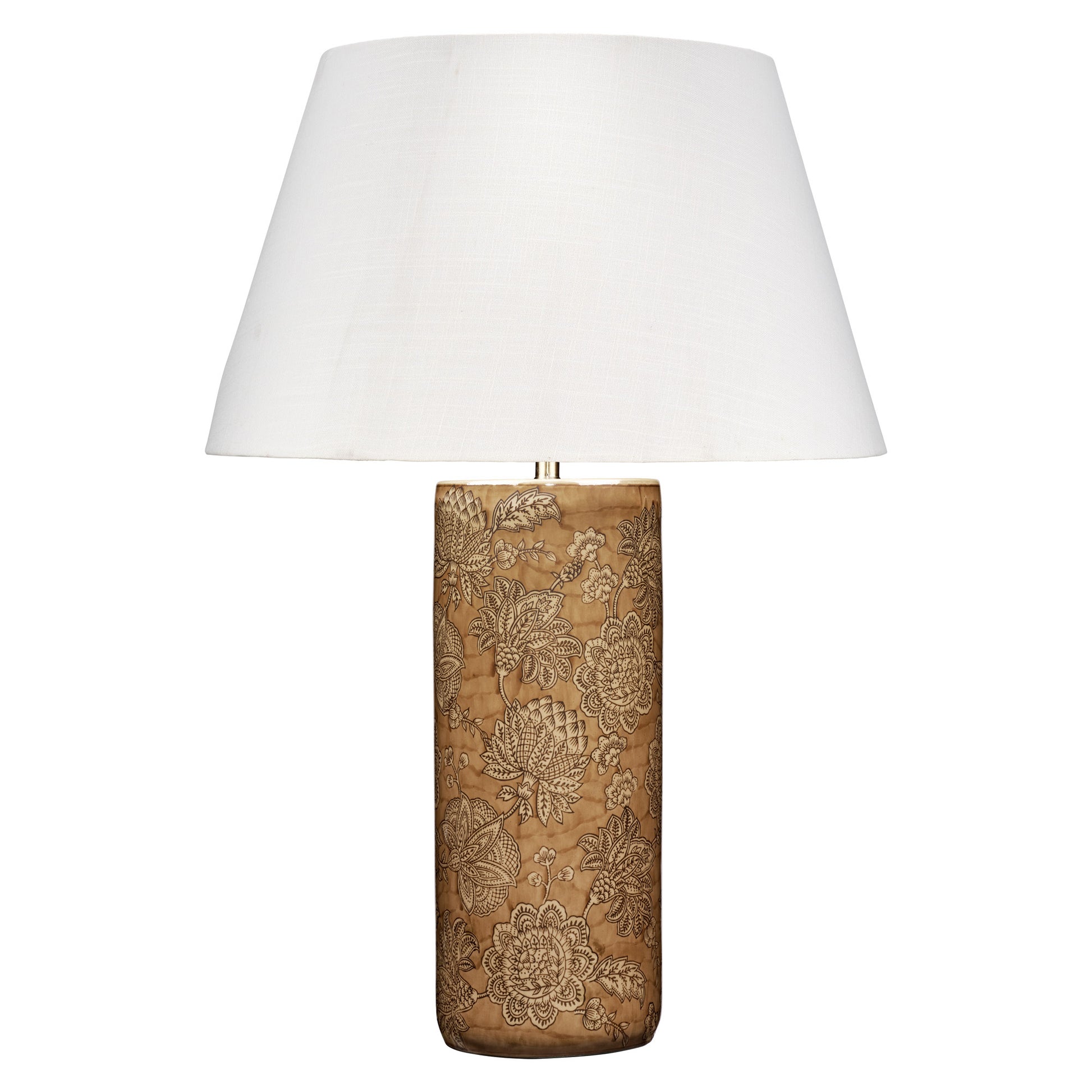 Etta Porcelain Table Lamp with Linen Shade, Caramel Brown