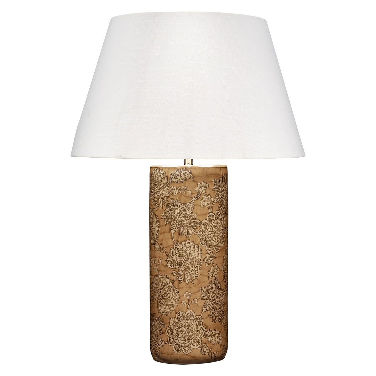 Etta Porcelain Table Lamp with Linen Shade, Caramel Brown
