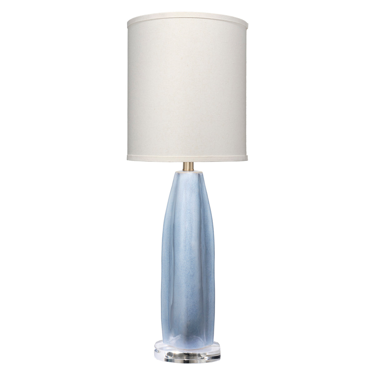 Coin Ceramic Table Lamp with Linen Shade, Cornflower Blue