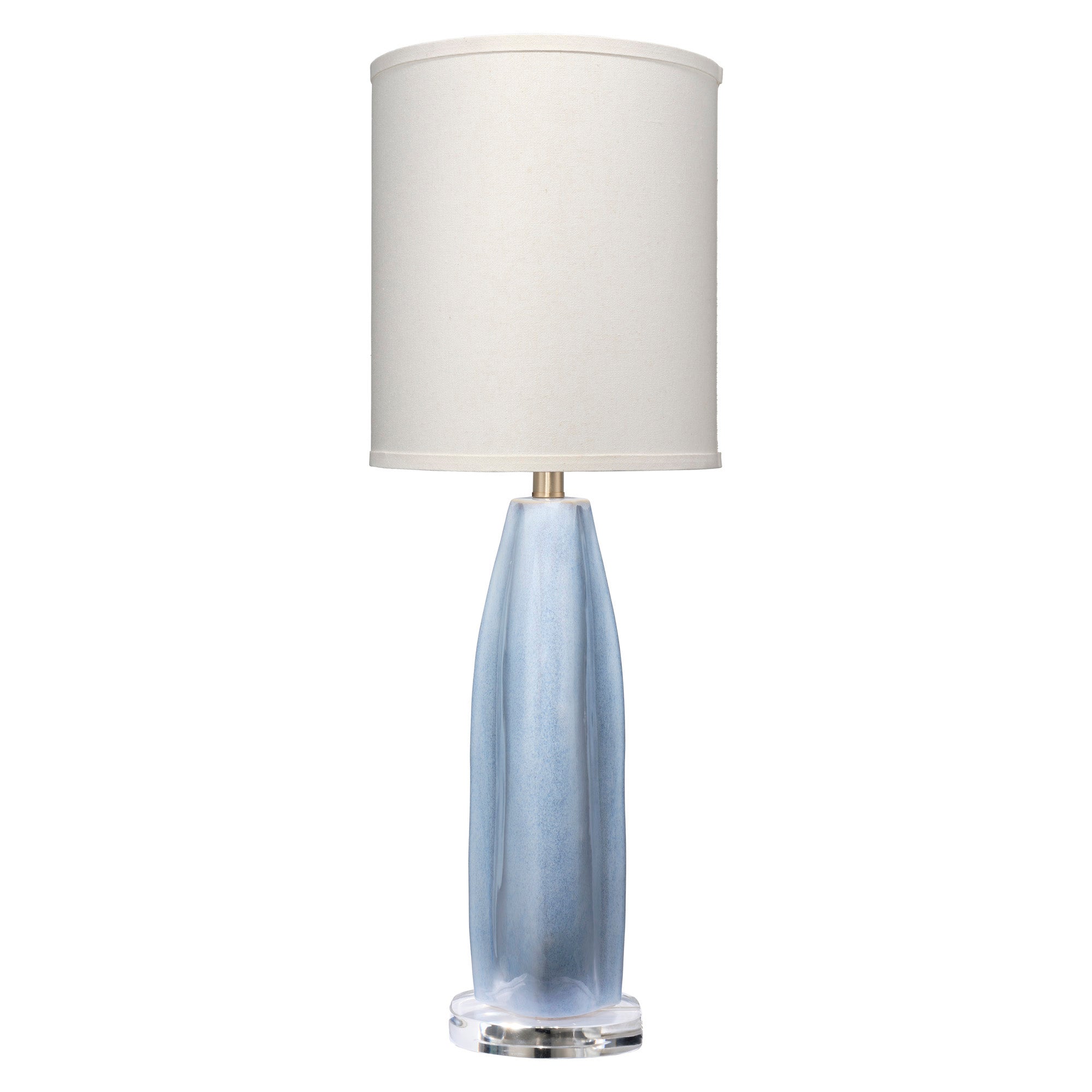Coin Ceramic Table Lamp with Linen Shade, Cornflower Blue