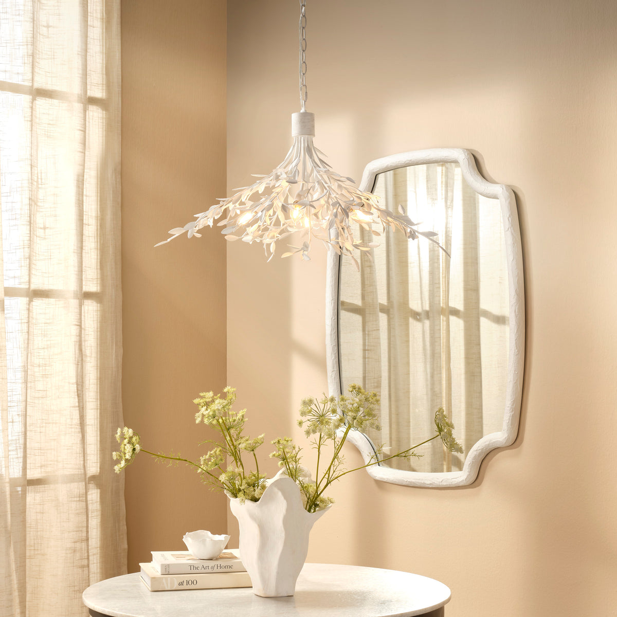 Arbor 4-Light Chandelier, Textured White Plaster