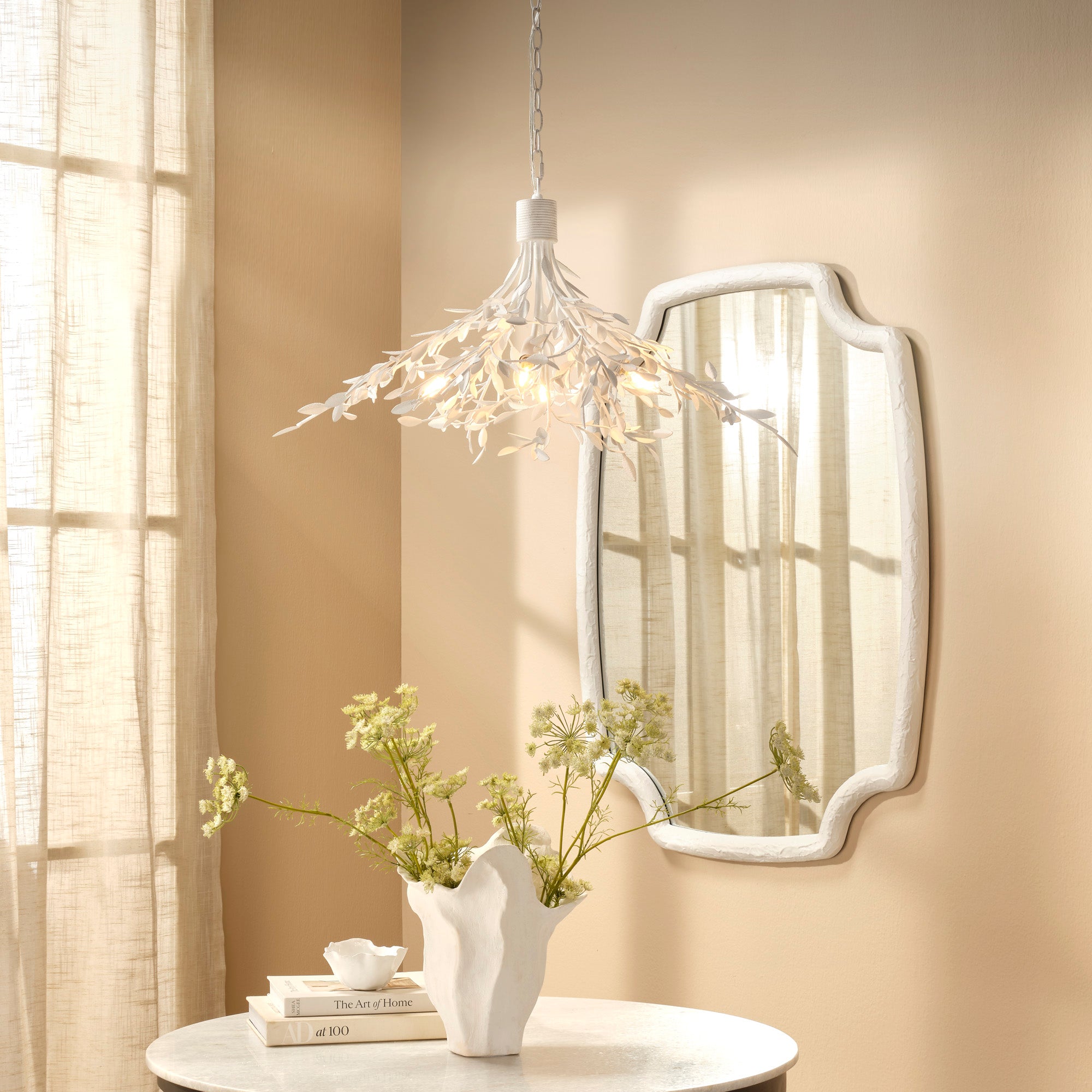 Arbor 4-Light Chandelier, Textured White Plaster