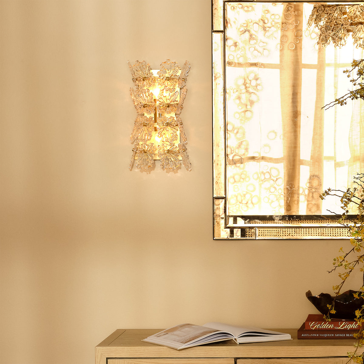 Orion 2-Light Wall Sconce, Clear Molded Glass
