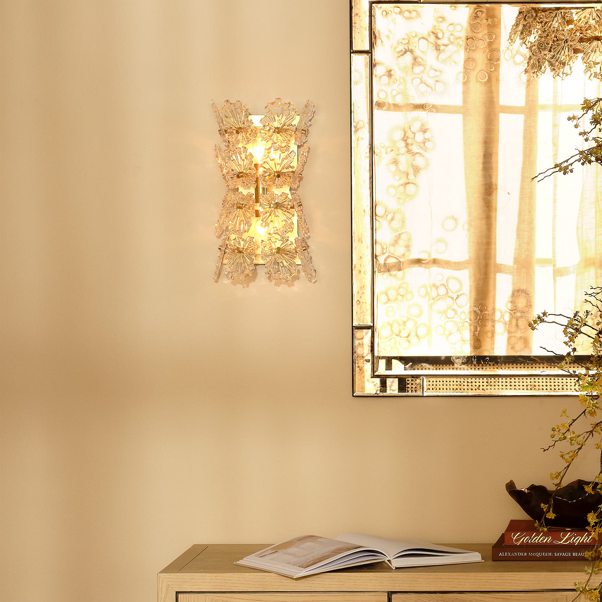 Orion 2-Light Wall Sconce, Clear Molded Glass
