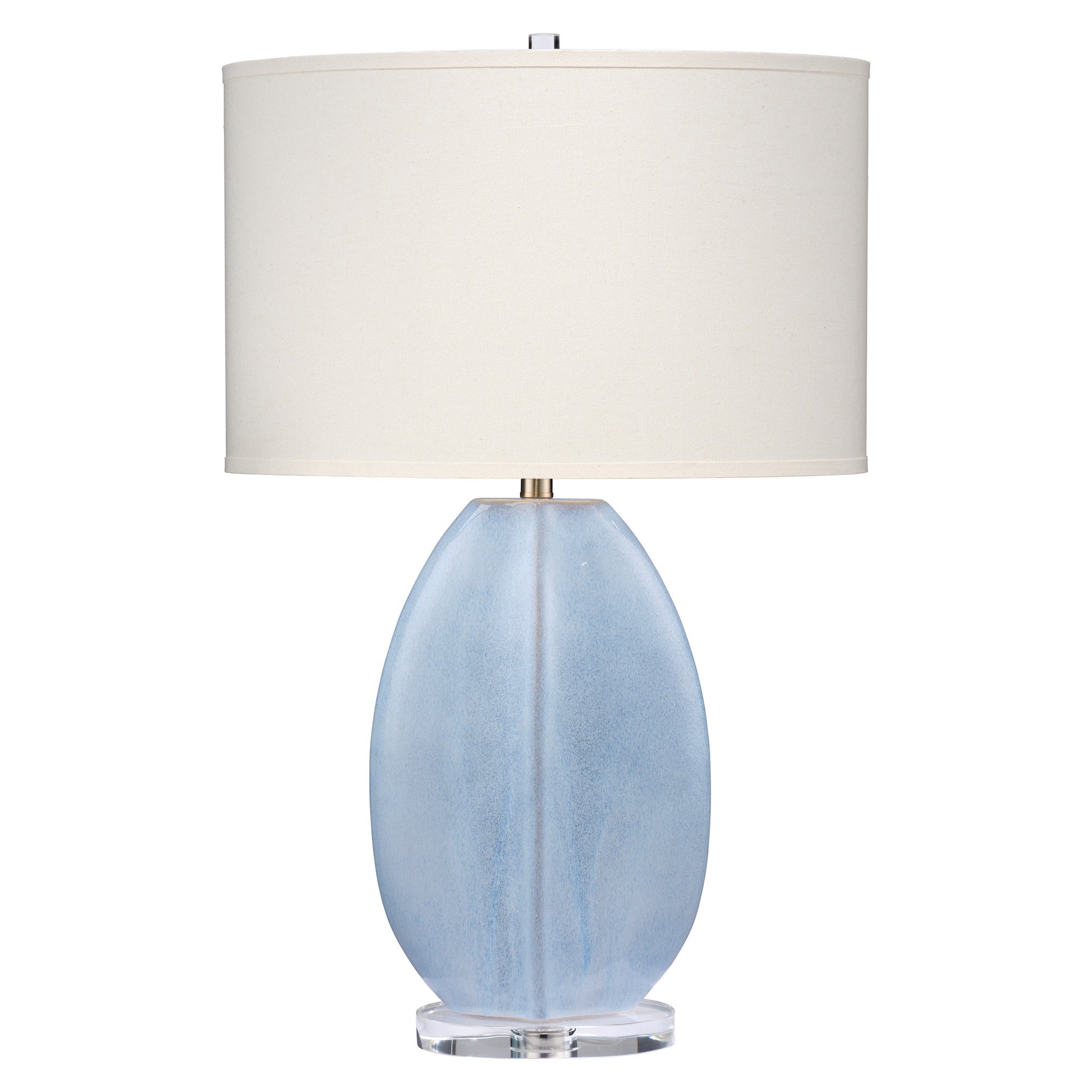 Coin Ceramic Table Lamp with Linen Shade, Cornflower Blue