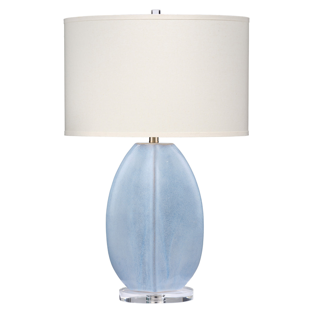 Coin Ceramic Table Lamp with Linen Shade, Cornflower Blue