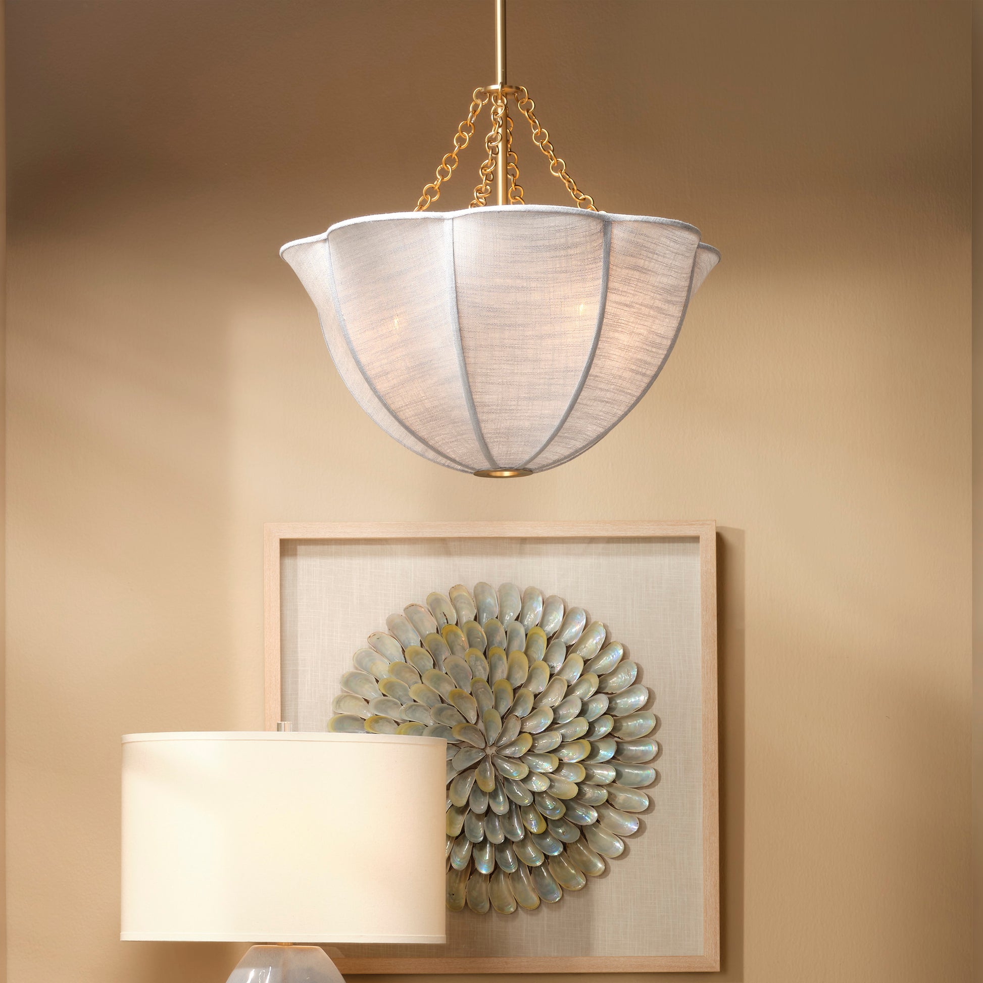 Slope Paper Mache Chandelier, Matte White