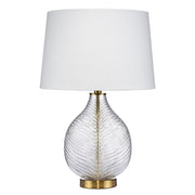Maple Table Lamp with Linen Shade, Clear Glass