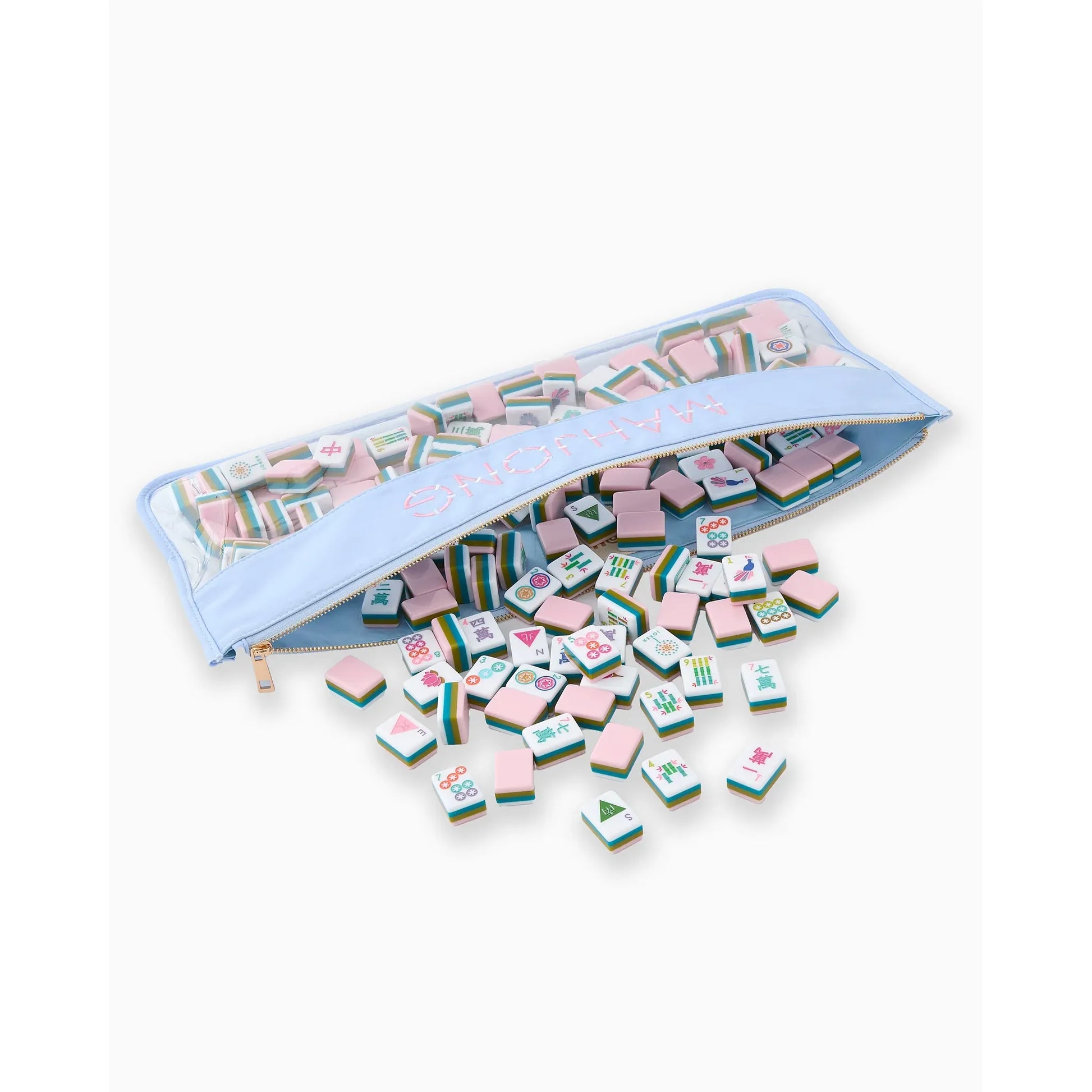 Light Blue Bamboo Mahjong Bag – Zippered | Oh My Mahjong by Oh My Mahjong