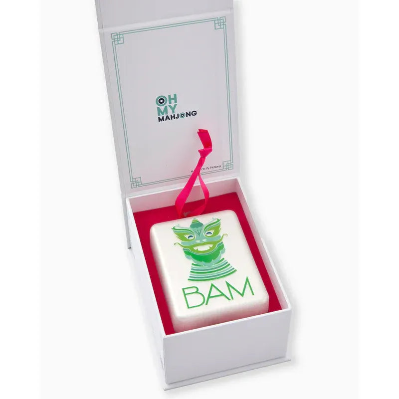 Mint Dragon Mahjong Ornament