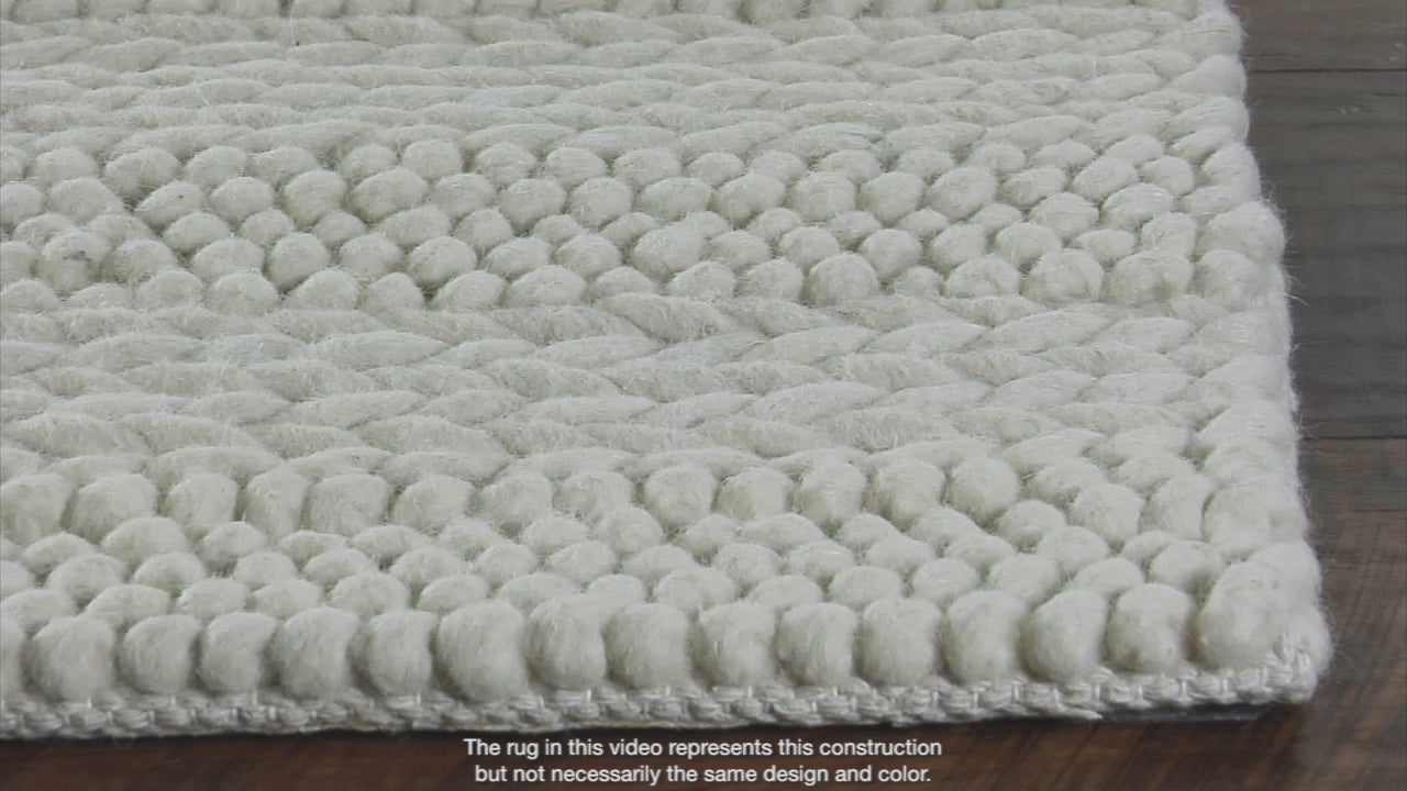 Load video: Winter White Handwoven Area Rug