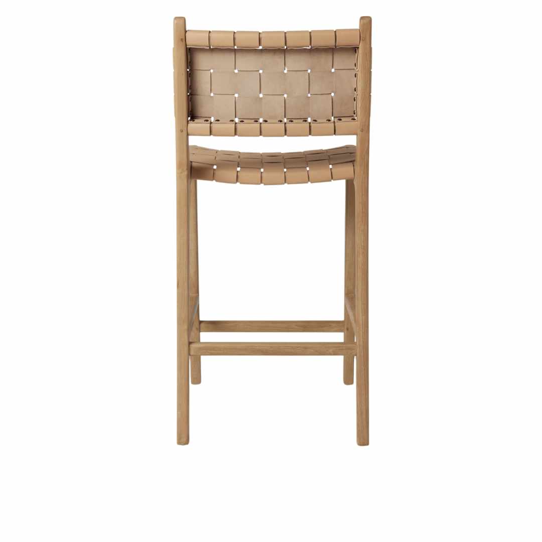 Stool #2 Counter Stool – Natural Oak with Woven Leather by Hati Home