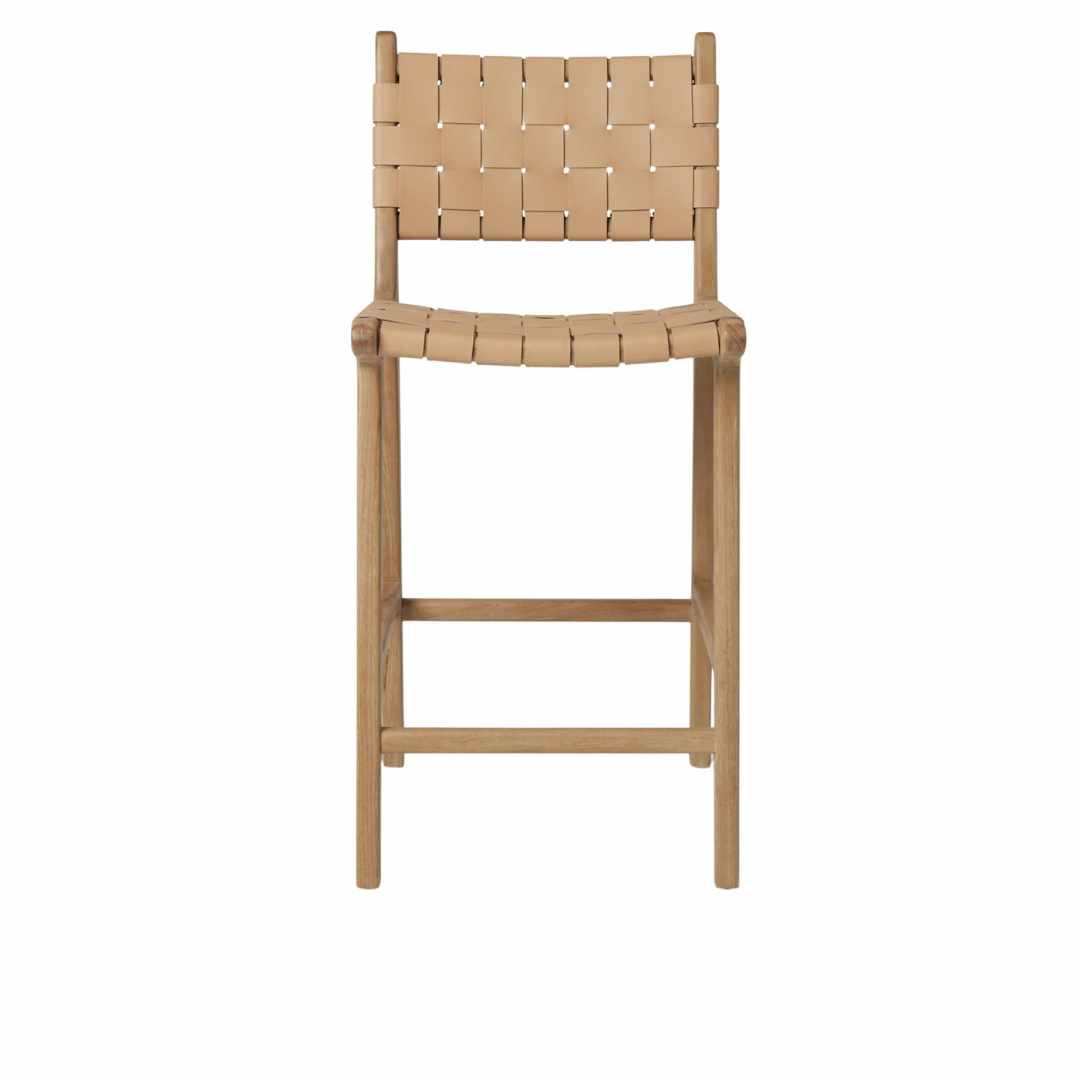 Stool #2 Counter Stool – Natural Oak with Woven Leather by Hati Home