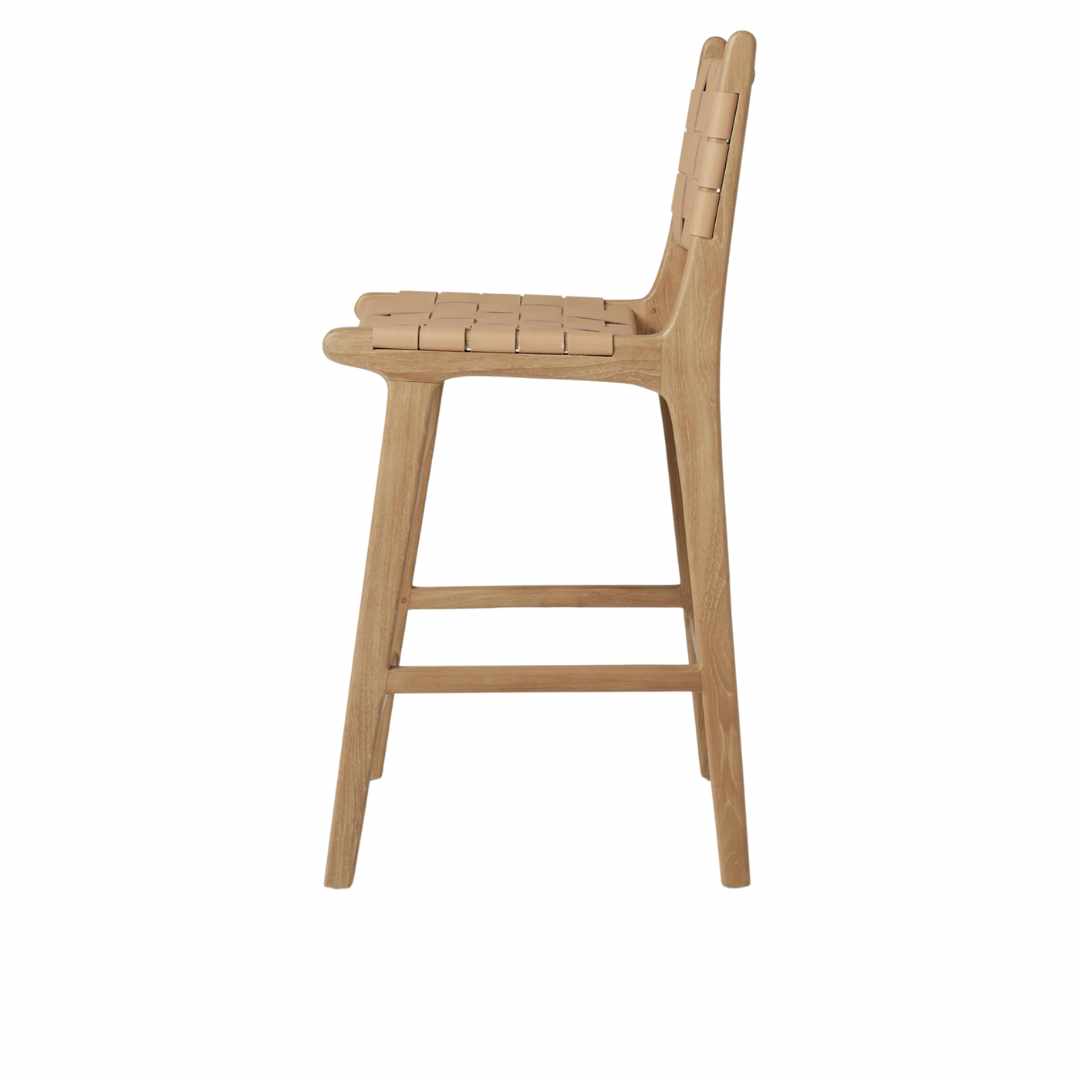 Stool #2 Counter Stool – Natural Oak with Woven Leather by Hati Home