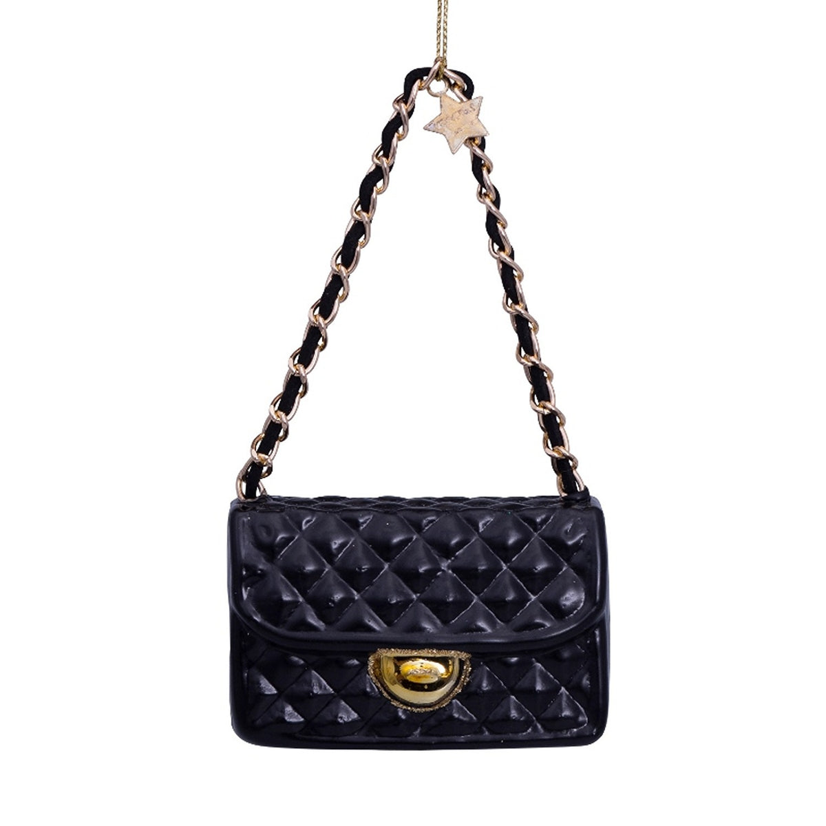 Ornament glass black fashion bag H2.25"