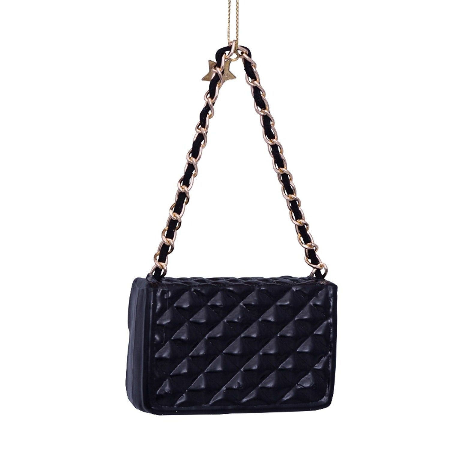 Ornament glass black fashion bag H2.25"