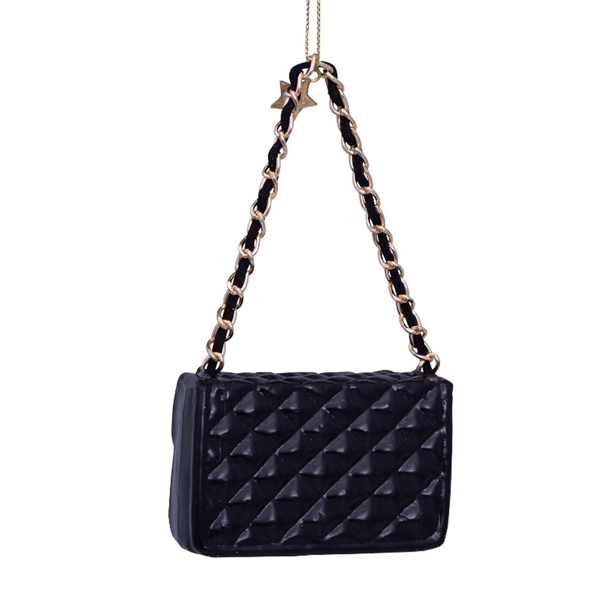 Ornament glass black fashion bag H2.25"