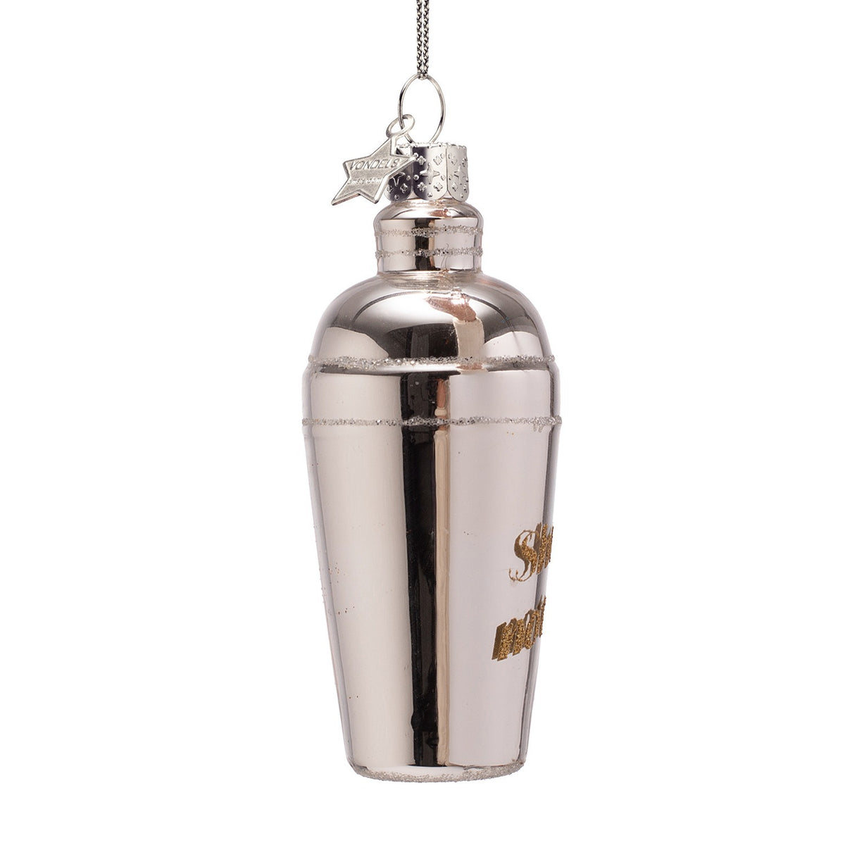 Ornament glass cocktail shaker shaken not stirred H3.25"