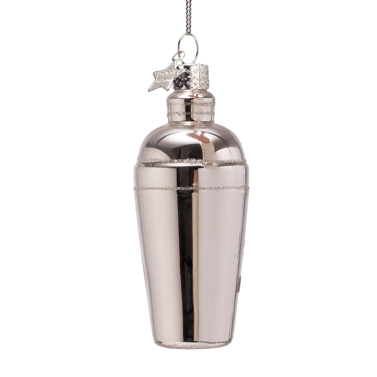 Ornament glass cocktail shaker shaken not stirred H3.25"