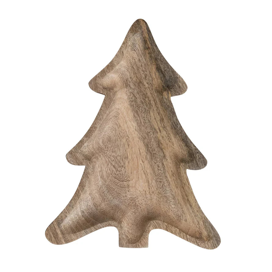 Medium Mango Wood Christmas Tree Tray by Creative Co-op